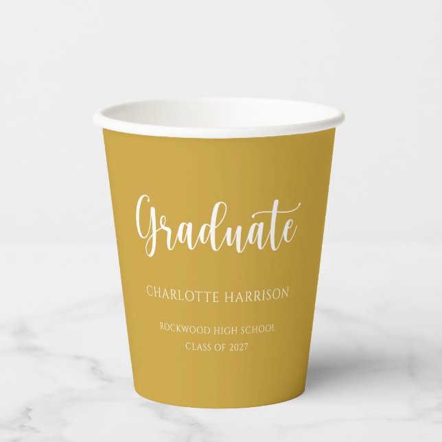Graduation Party Casual Modern Script  Paper Cups (Front)