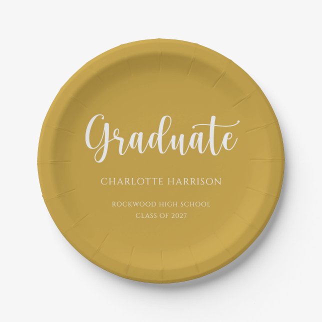 Graduation Party Casual Simple Script  Paper Plates (Front)