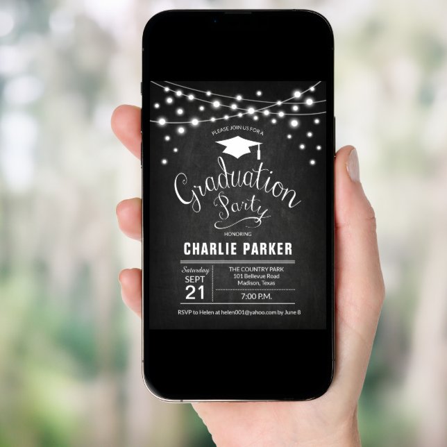 Graduation Party - Chalkboard Pattern Invitation (Front Digital)