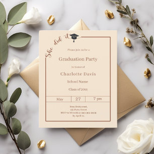 Graduation party Champagne She did it invitation