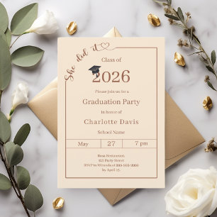 Graduation party champagne She did it Invitation