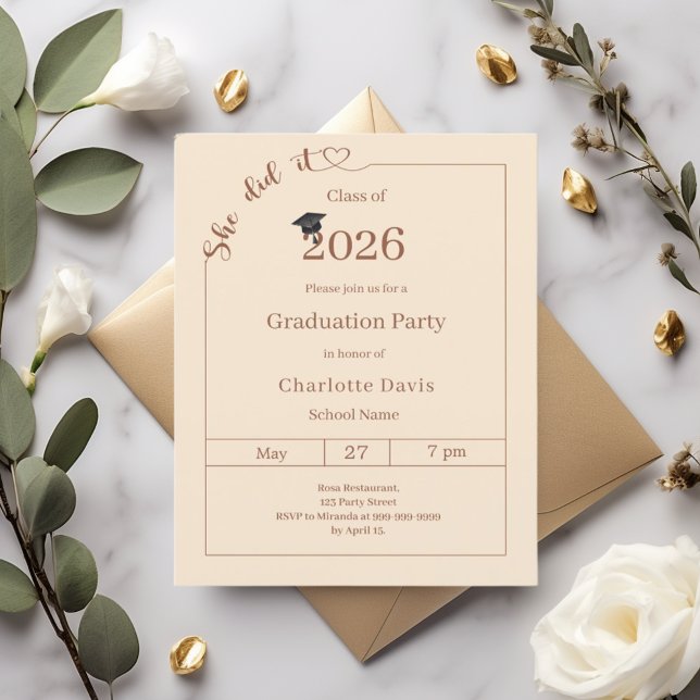 Graduation party champagne She did it invitation (Creator Uploaded)