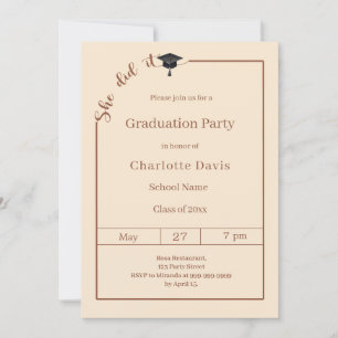 Graduation party champagne She did it Invitation