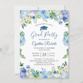 Graduation Party Chic Blue Hydrangeas Floral Invitation (Front)