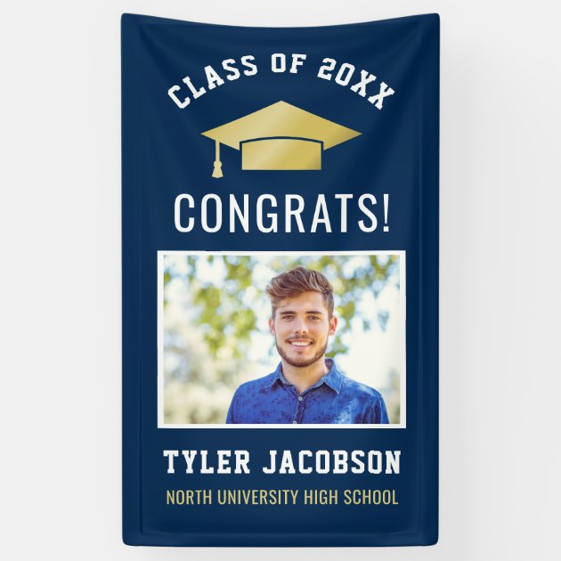 Graduation Party Class Of 2018 | Navy And Gold Banner