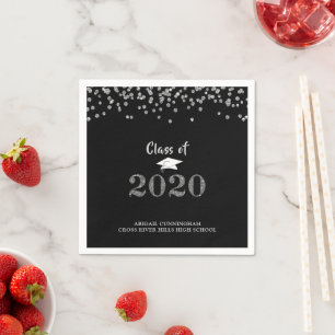 Graduation Party CLASS OF 2020 Silver Glitter Napkins