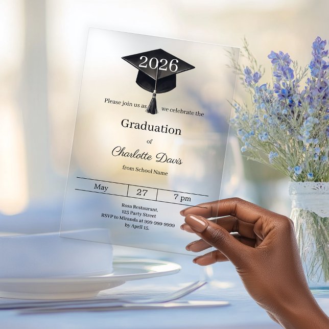 Graduation party class of 2026 clear luxury acrylic invitations (Creator Uploaded)