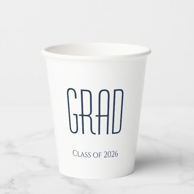 Graduation Party Class of 2026 Minimalist Paper Cups (Front)
