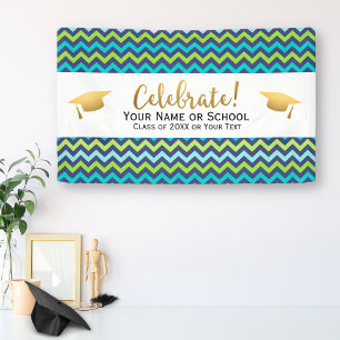 Graduation Party Class of 20XX Colorful Chevron Banner