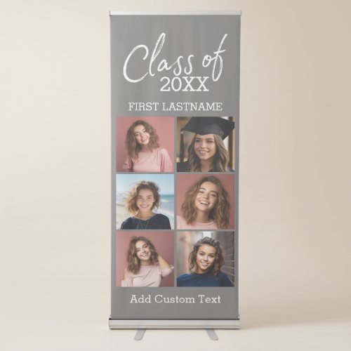 Graduation Party Class with 6 Square Photo Collage Retractable Banner