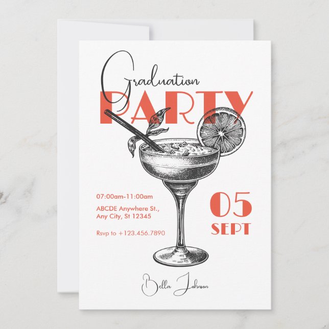 Graduation Party cocktail Invitation (Front)