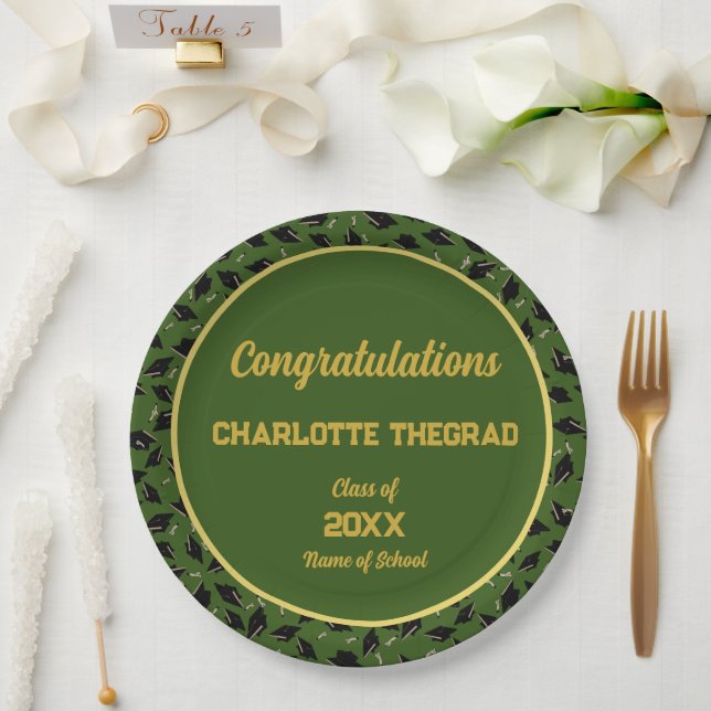 Graduation Party Congratulations Personalize Photo Paper Plates (Wedding)