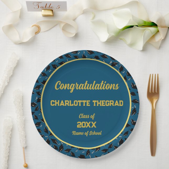 Graduation Party Congratulations Personalize Photo Paper Plates (Wedding)