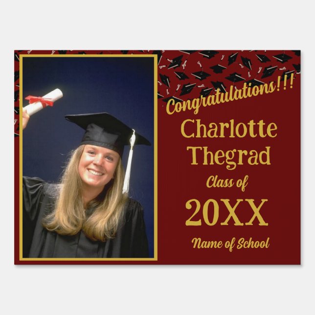 Graduation Party Congratulations Personalize Photo Sign (Front)