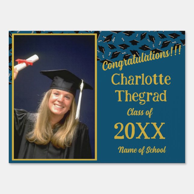 Graduation Party Congratulations Personalize Photo Sign (Front)