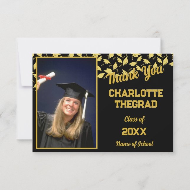 Graduation Party Congratulations Personalize Photo Thank You Card (Front)