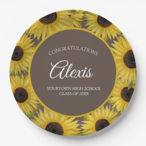 Graduation Party Congratulations Sunflowers Paper Plates