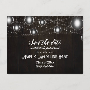 Graduation Party Country Lights Save The Date Announcement Postcard