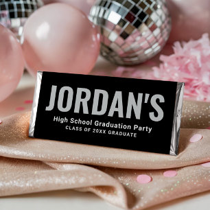 Graduation Party Custom Name Black Hershey Bar Favors