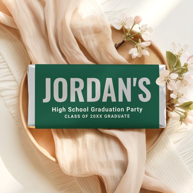 Graduation Party Custom Name Green Hershey Bar Favors (Creator Uploaded)