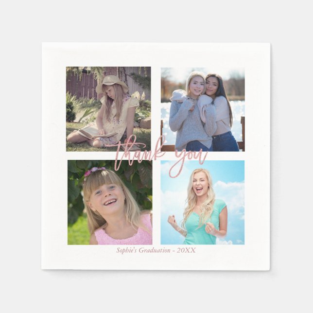 Graduation Party Custom Photo Collage Napkins (Front)