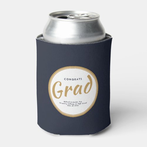 Graduation Party Custom Typography Blue Can Cooler