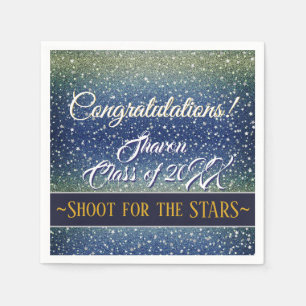 Graduation Party Denim Stars Sky Blue Galaxy Napkins