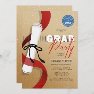 Graduation Party Diploma Scroll ID891 Invitation