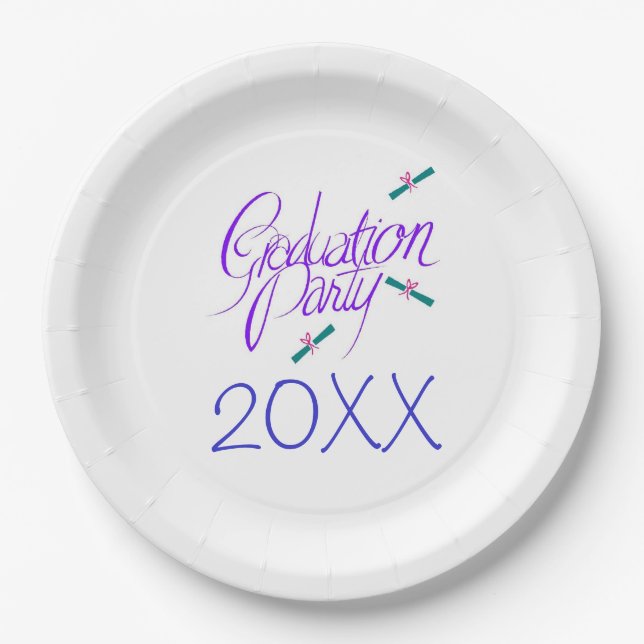 Graduation Party Diploma Supply Fun Paper Plates (Front)