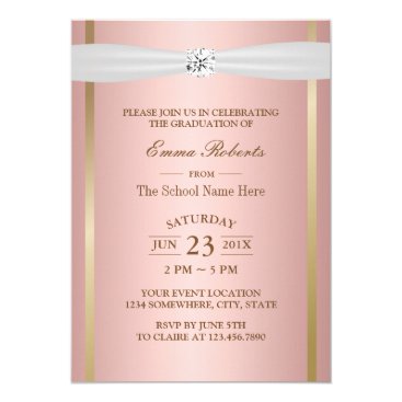 Graduation Party Elegant Rose Gold Ivory Ribbon Card Graduation Party Elegant Rose Gold Ivory Ribbon Card