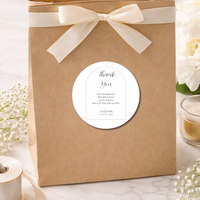 Graduation Party  | Elegant Script Classic Round Sticker (Creator Uploaded)