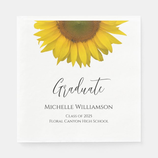 Graduation Party Elegant Sunflower  Napkins (Front)
