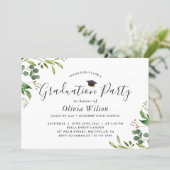 Graduation Party Eucalyptus Greenery Leaves Invitation (Standing Front)