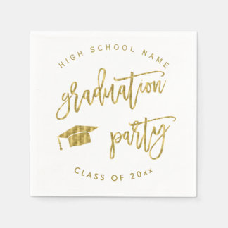 Graduation Party Faux Gold Class of Cocktail Napkins