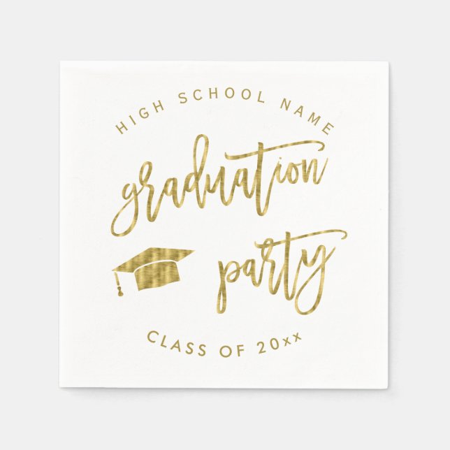 Graduation Party Faux Gold Class of Cocktail Napkins (Front)