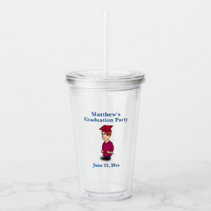 Graduation Party Favor Guy Boy Graduate Acrylic Tumbler