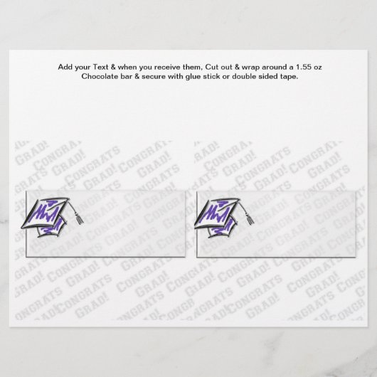 Graduation Party Favors Custom Candy Bar Wrappers (Front)