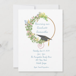 Graduation Party Floral Design with Customization Invitation