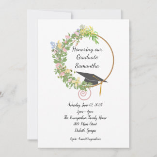 Graduation Party Floral Design with Customization Invitation