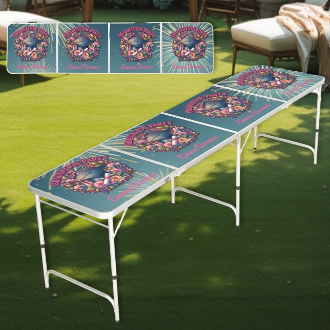 Graduation Party Floral Party Beer Pong Table (Creator Uploaded)