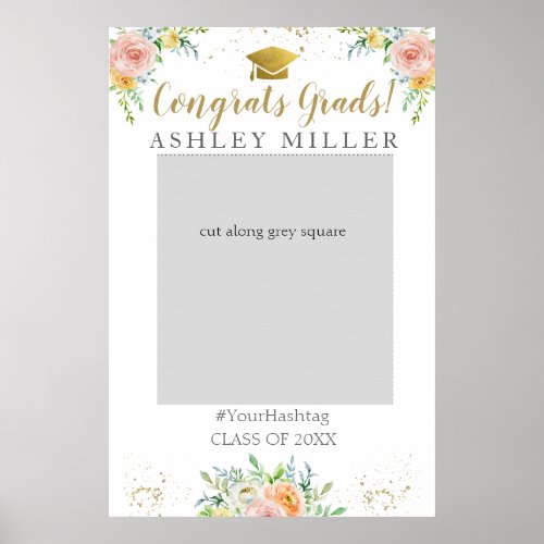 Graduation Party floral Photo Booth Frame Poster