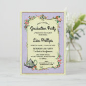 Graduation Party Flower Wonderland Teapot Invite (Standing Front)