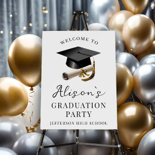 Graduation Party Foam Board Sign – Black and Gold 