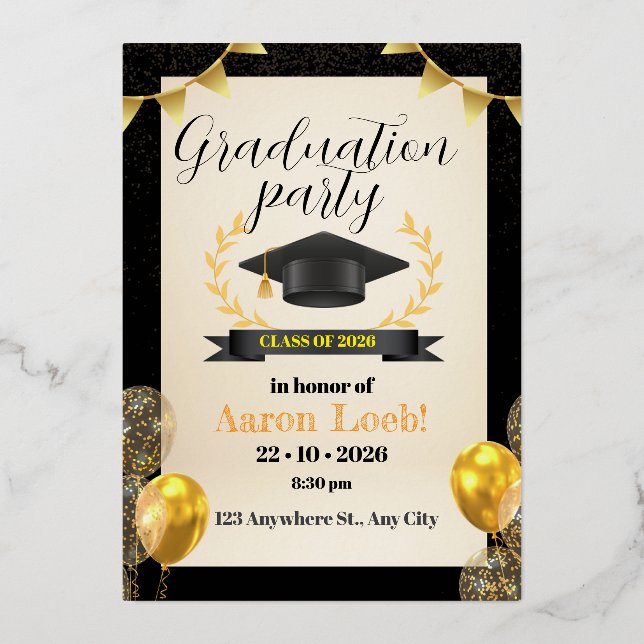 graduation party foil invitation (Front)