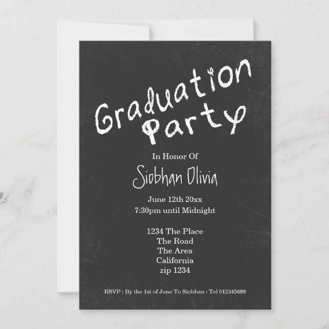Graduation Party Fun Chalkboard Invitation (Front)