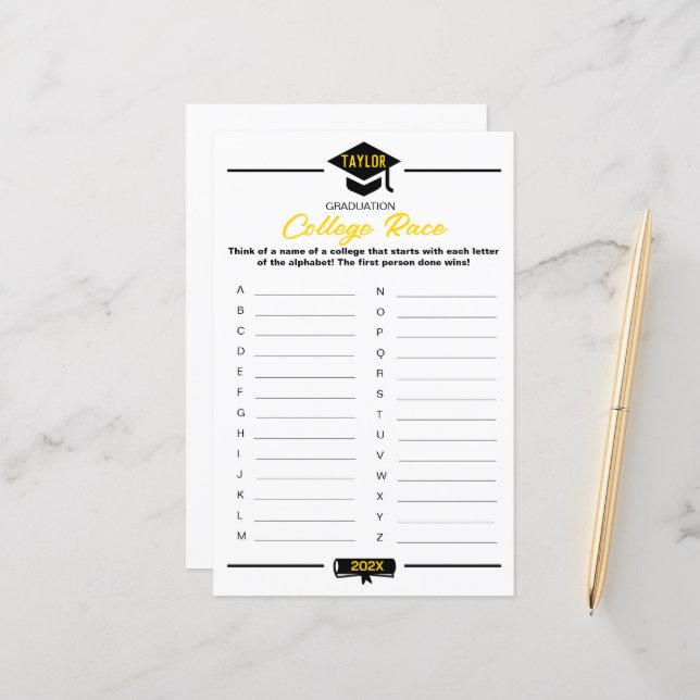 Graduation Party Game - College Race (Front/Back In Situ)