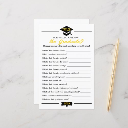 Graduation Party Game _ How Well Do You Know