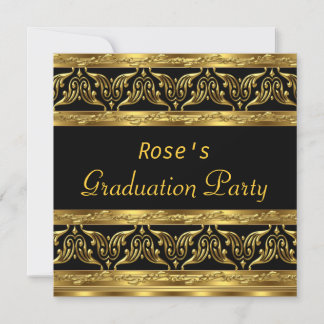 Graduation Party Gifts Gold Black Invitation