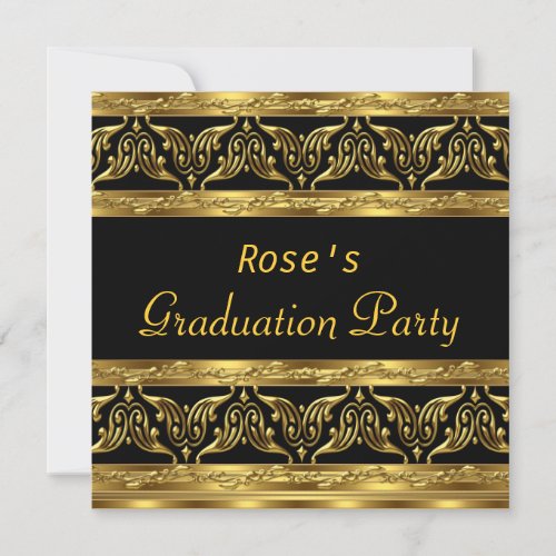 Graduation Party Gifts Gold Black Personalized Invitations