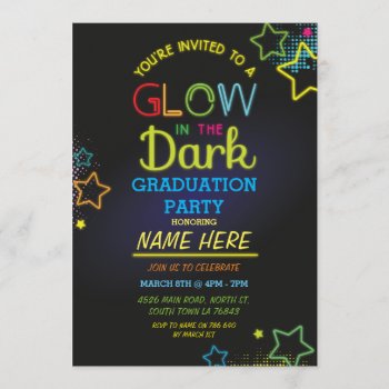 Graduation Party Glow In The Dark Neon Invite by WOWWOWMEOW at Zazzle